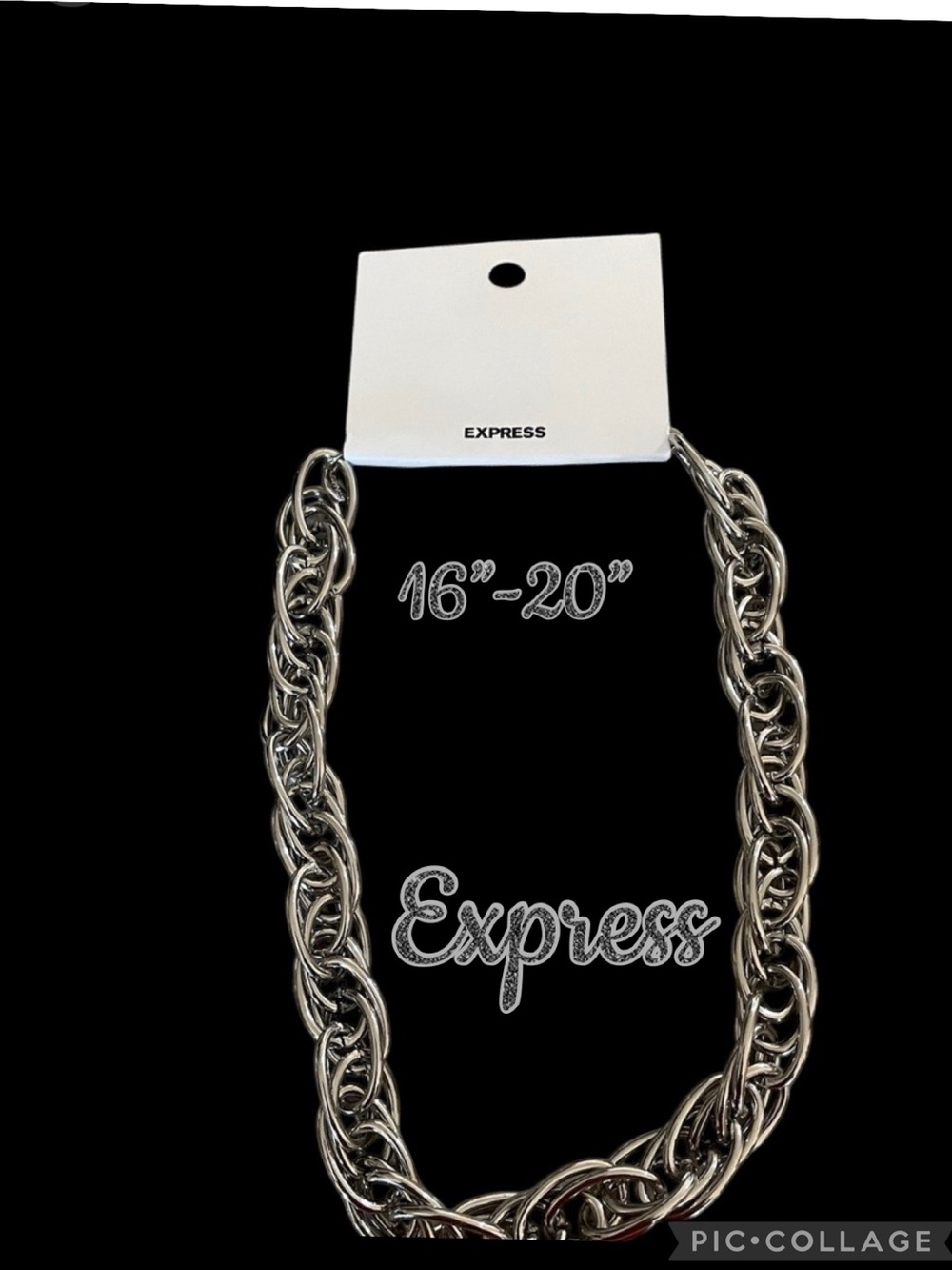 New~Never Worn Express Silver Chunky Chain Necklace w extender 16”-20” long NWT